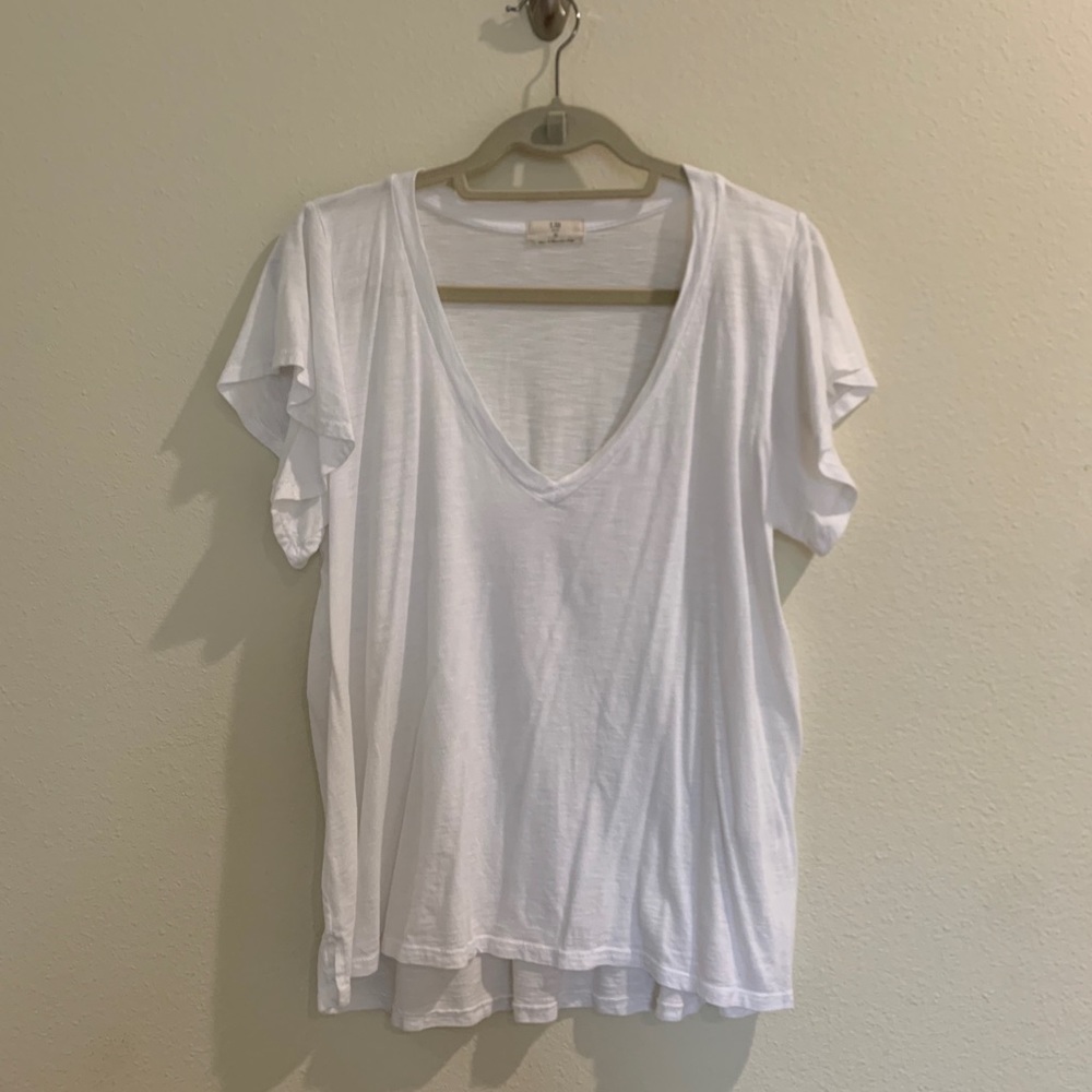 Anthropologie white flutter top